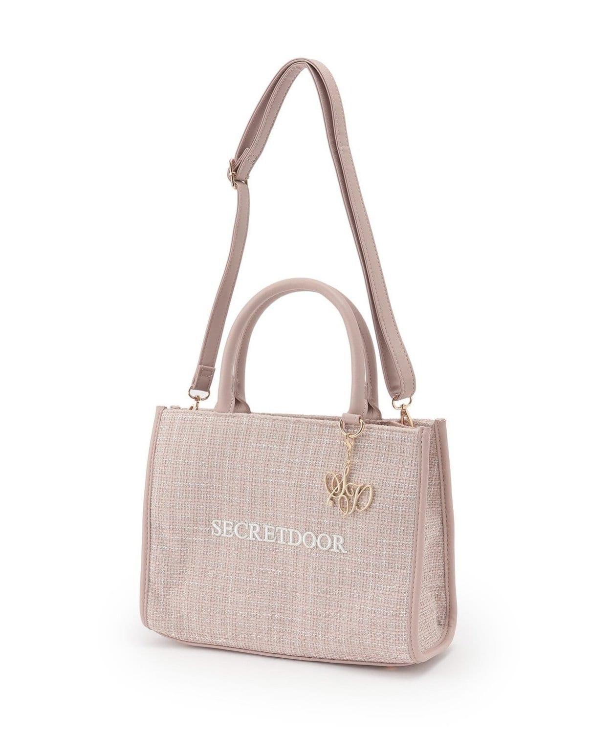 チャームつきツイードトートBAG【韓国ファッション】