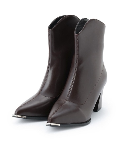 プレートポインテッドブーツ【韓国ファッション】