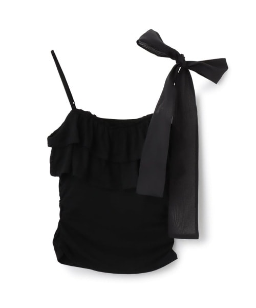 肩リボンフリルキャミソール