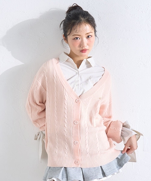 シャツ＆ニットカーディガンセット