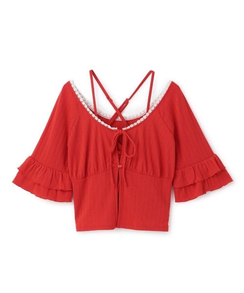 フリルスリーブカットカーデセット