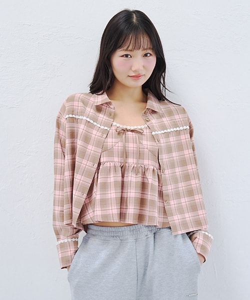 チェックシャツ＆ビスチェセット