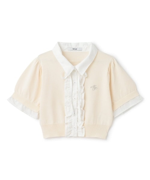 フリルレイヤード半袖ニットプルオーバー