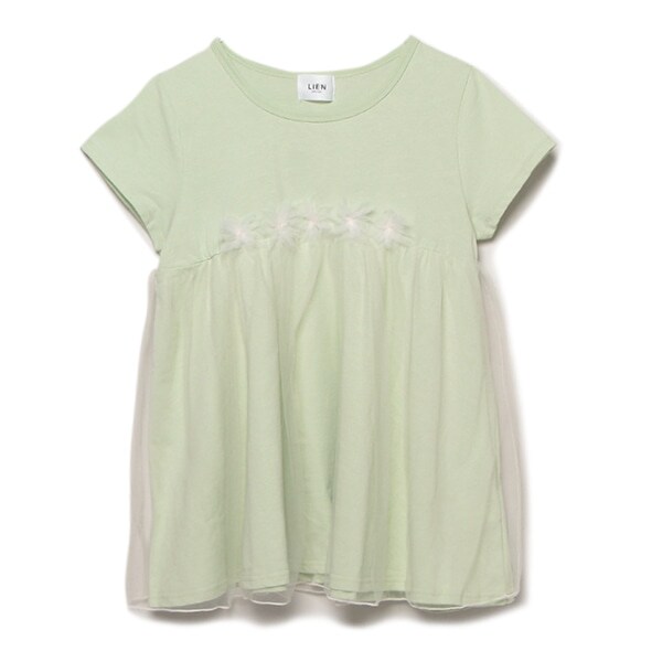 チュール切り替えフラワーチュニック