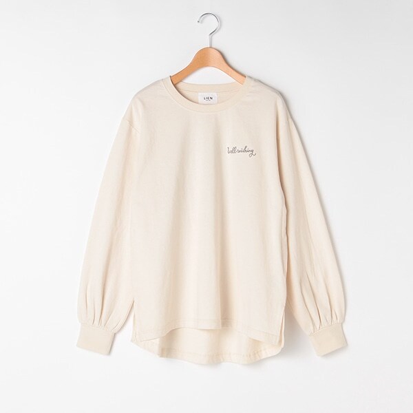 バック花プリントロングTシャツ