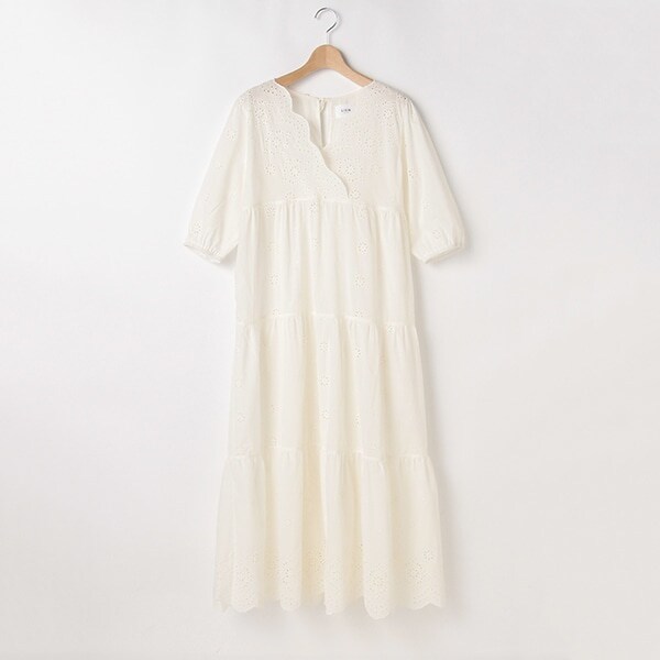 裾レーススカラップワンピース