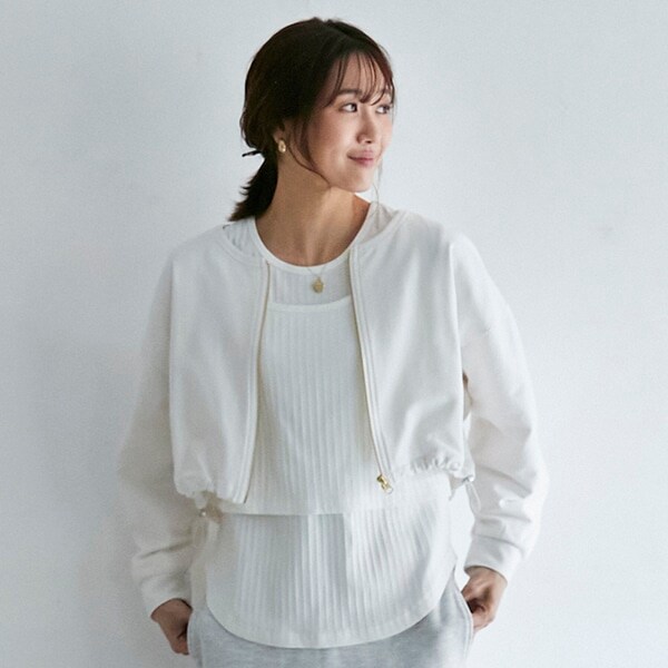 【吸水速乾/リンク】ショート丈ジップ羽織