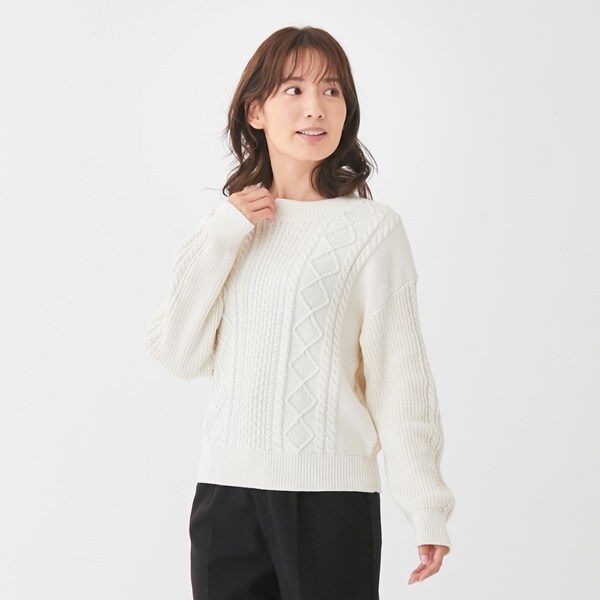 【リンク】ケーブル綿ニットプルオーバー(レディース)