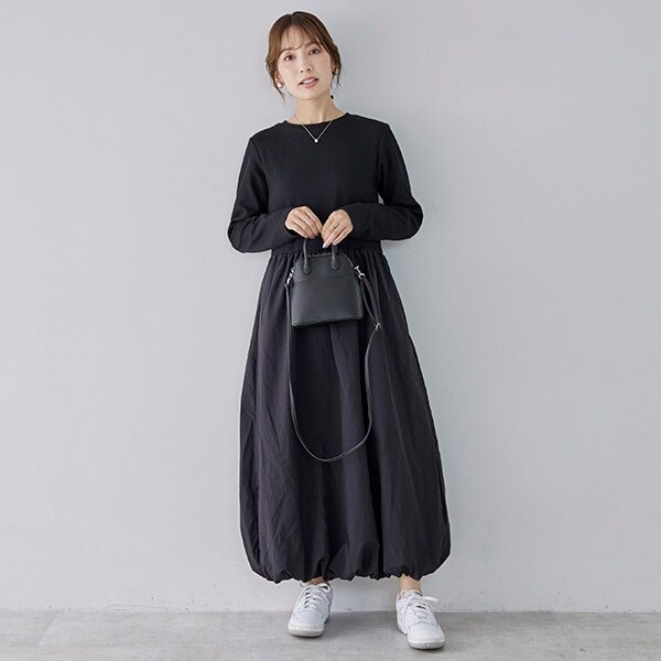 【リンク】裾バルーンドッキングワンピ(レディース)