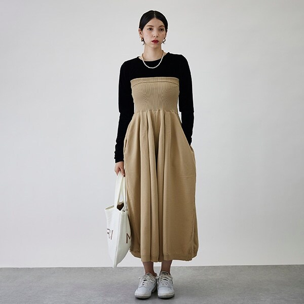 【LADIES】ウエストゆったり2WAYベアトップパンツ