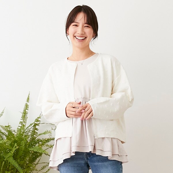 【リンク/花粉付着防止】ジップ羽織り