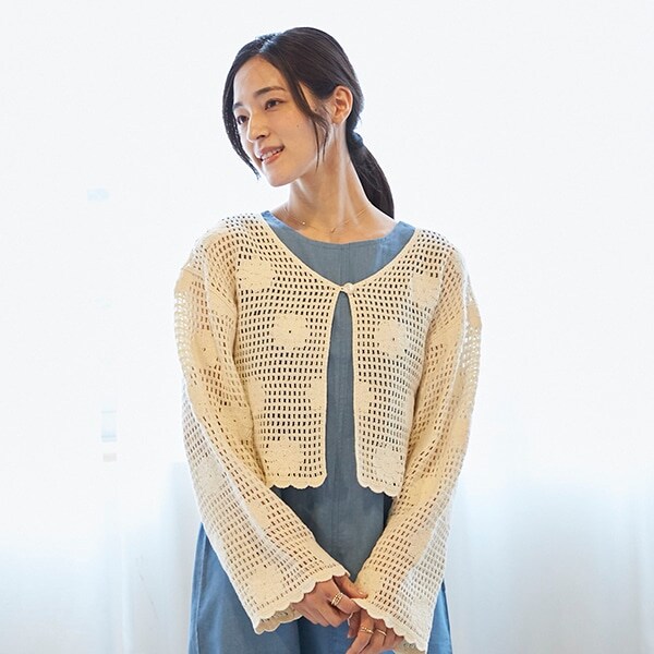 【リンク】花モチーフクロシェカーデ(レディース)