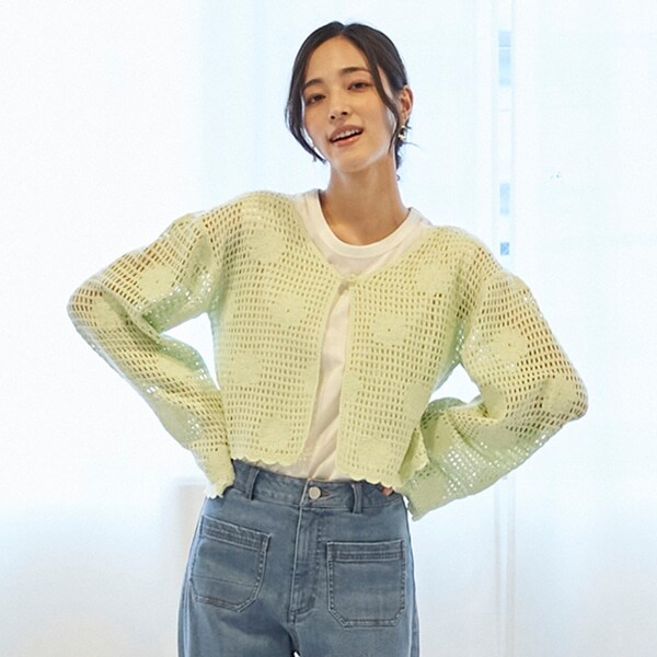 【リンク】花モチーフクロシェカーデ(レディース)