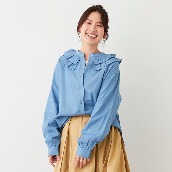 【リンク】フリル衿ブラウス(レディース)