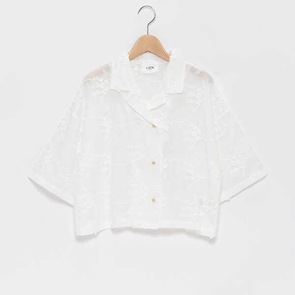 【LADIES】花レースシャツ
