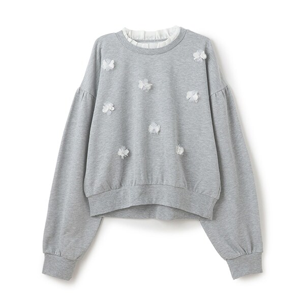 【吸水速乾/リンク】花モチーフトレーナー