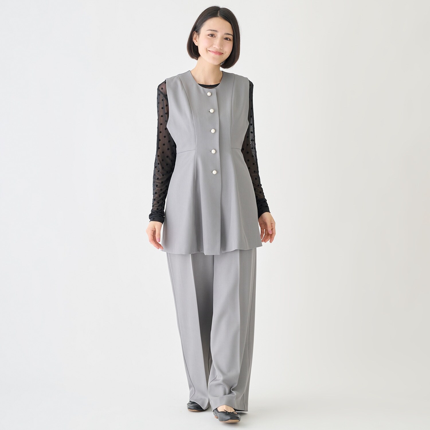 【フォーマル】センタープレスワイドパンツ