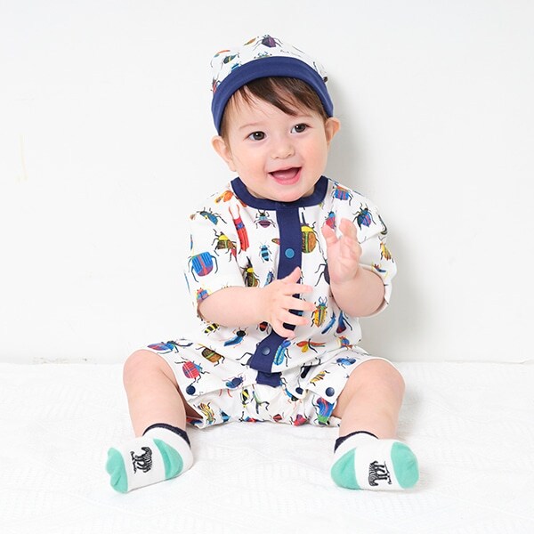 昆虫総柄カバーオール3点セット