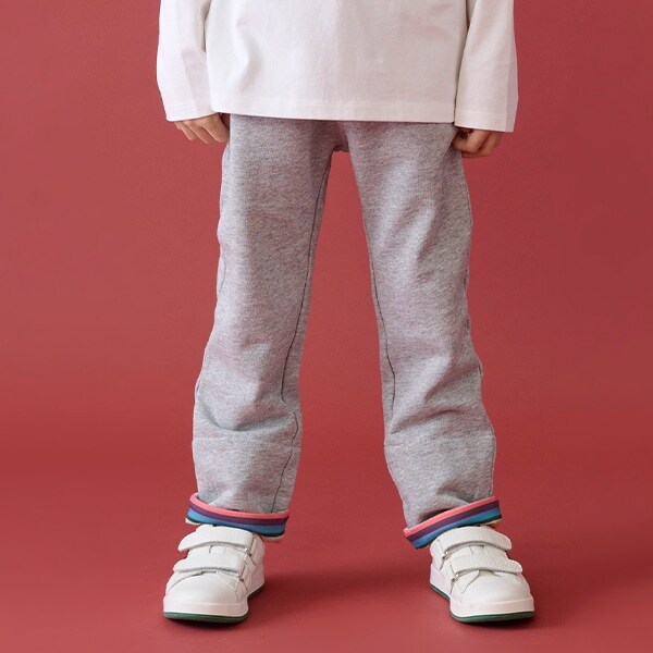 裾ストライプ裏毛ロングパンツ