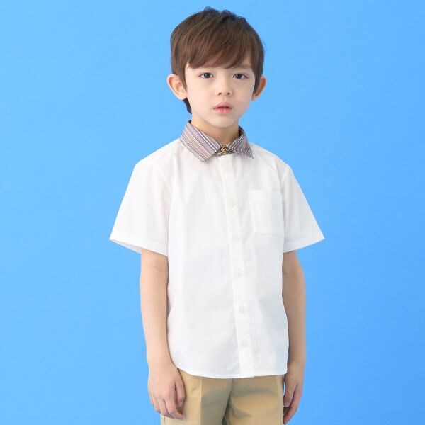 シグネチャーストライプ衿半袖シャツ