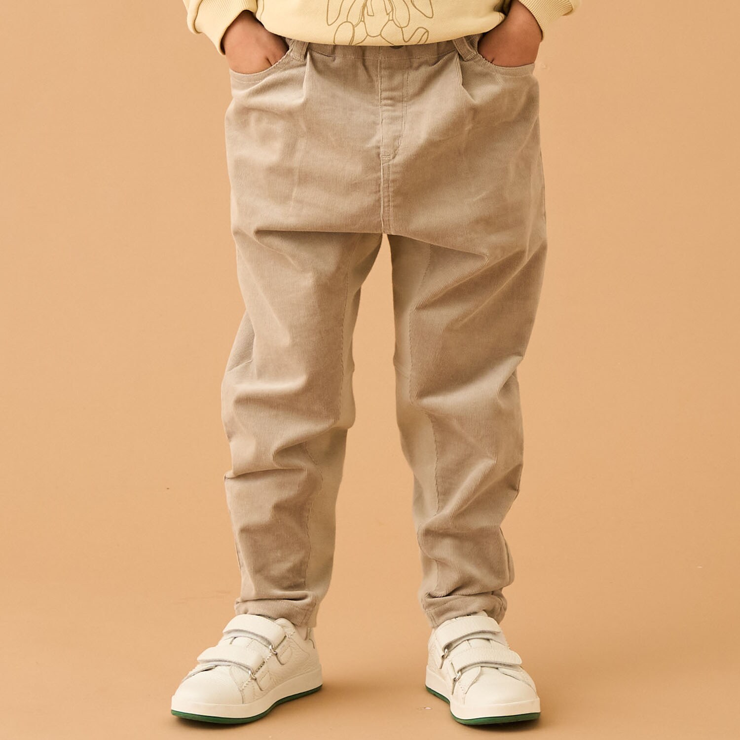 コーデュロイ リブ切替ロングパンツ