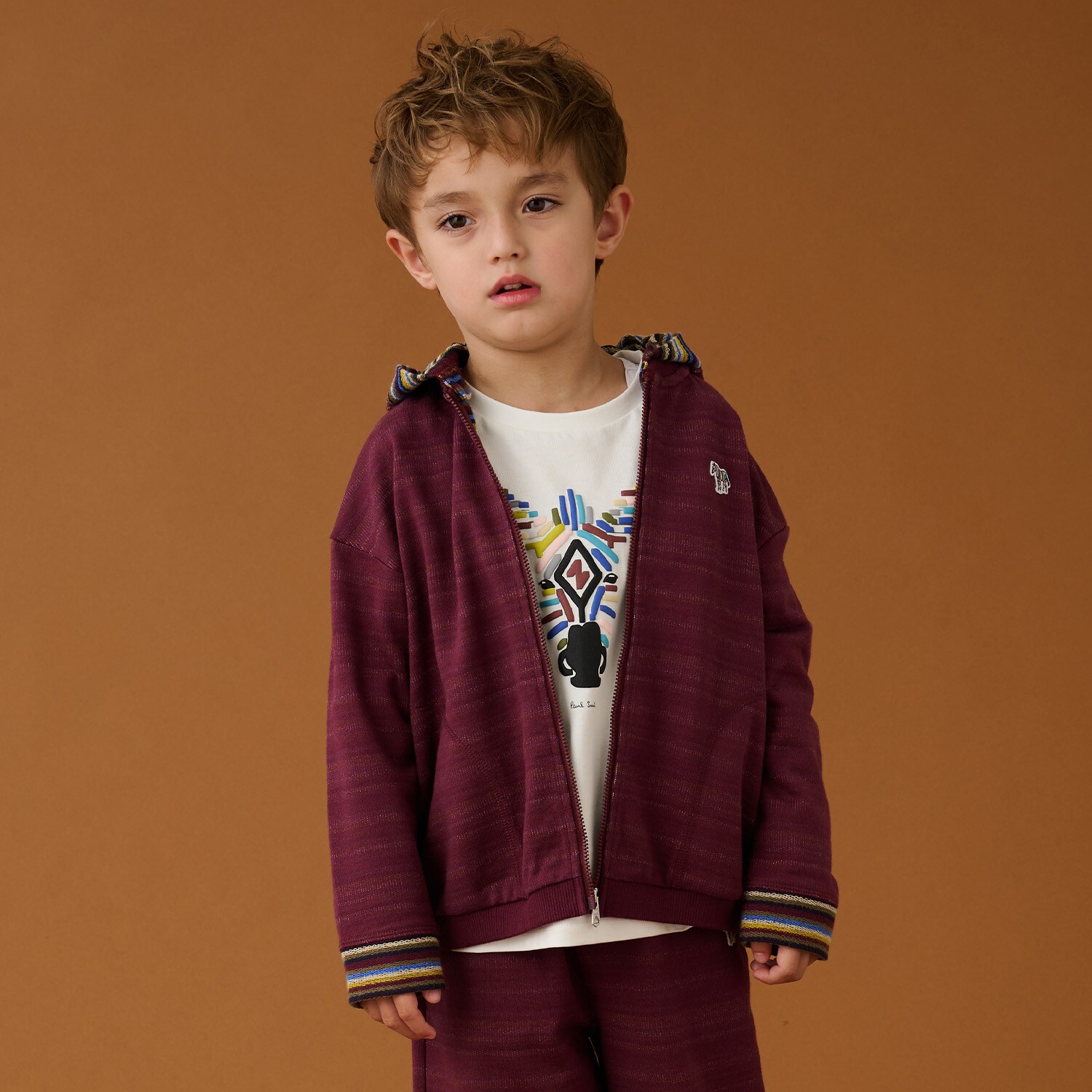 裏ボーダー裏毛ジップパーカ