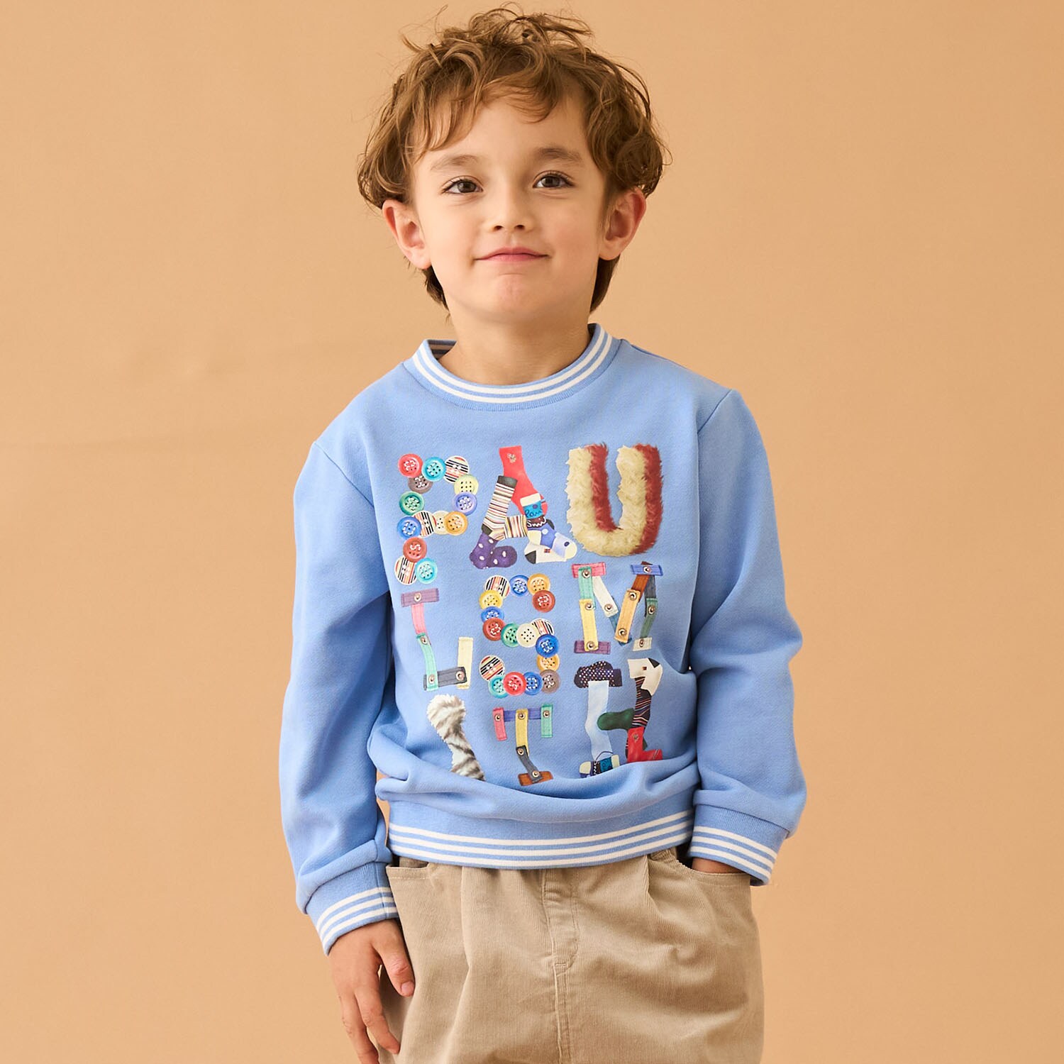 フェイクモチーフロゴ裏毛プルオーバー