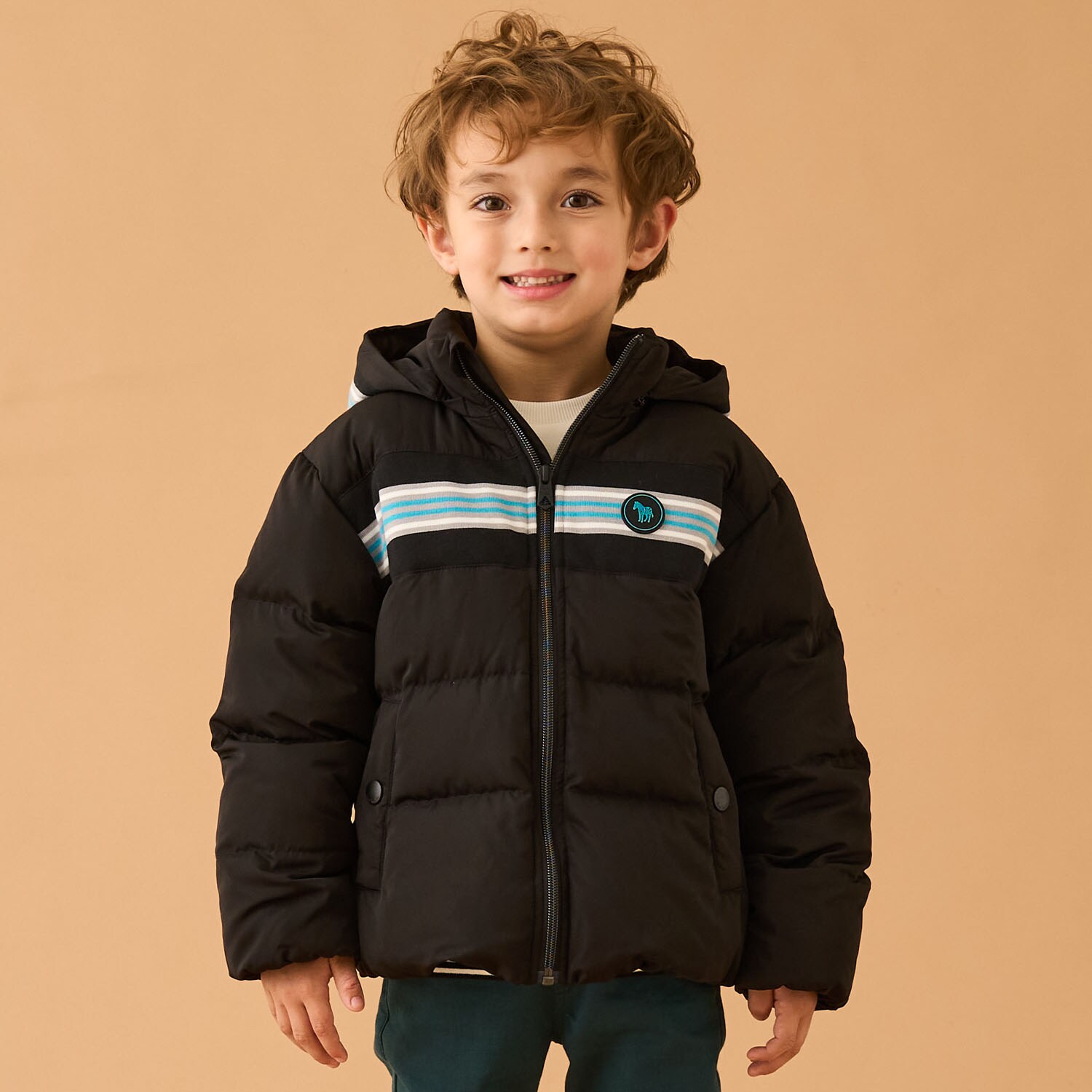 リブ切替ダウンブルゾン