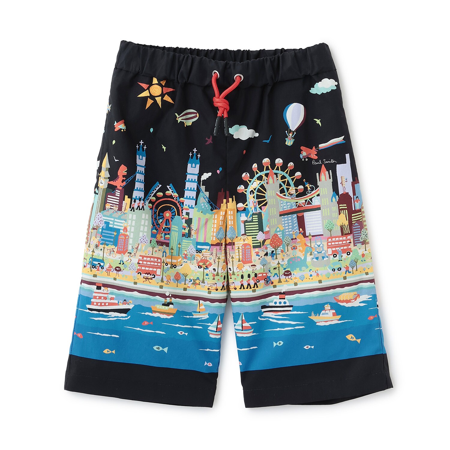 海柄・街柄パネルプリント6分丈パンツ