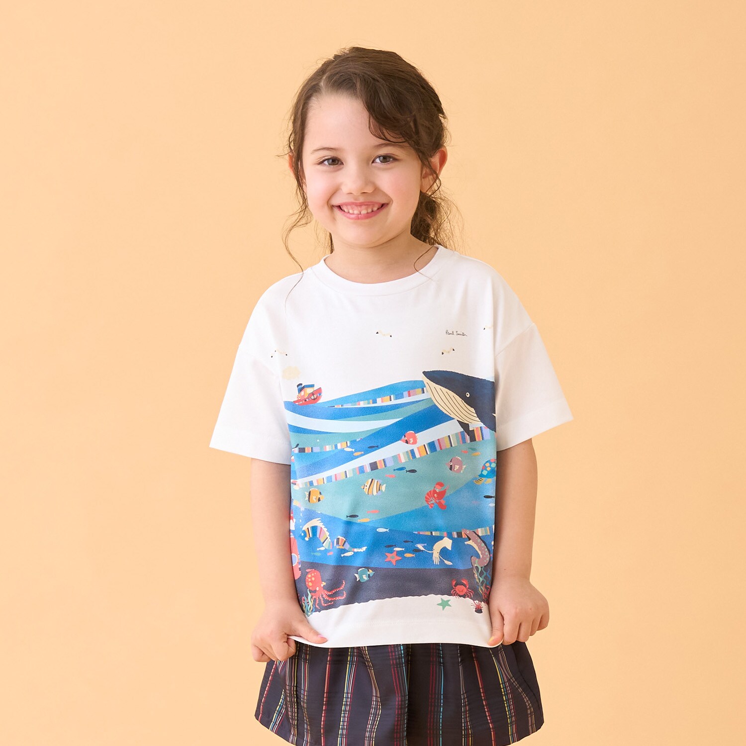 海柄・街柄パネルプリント半袖Tシャツ