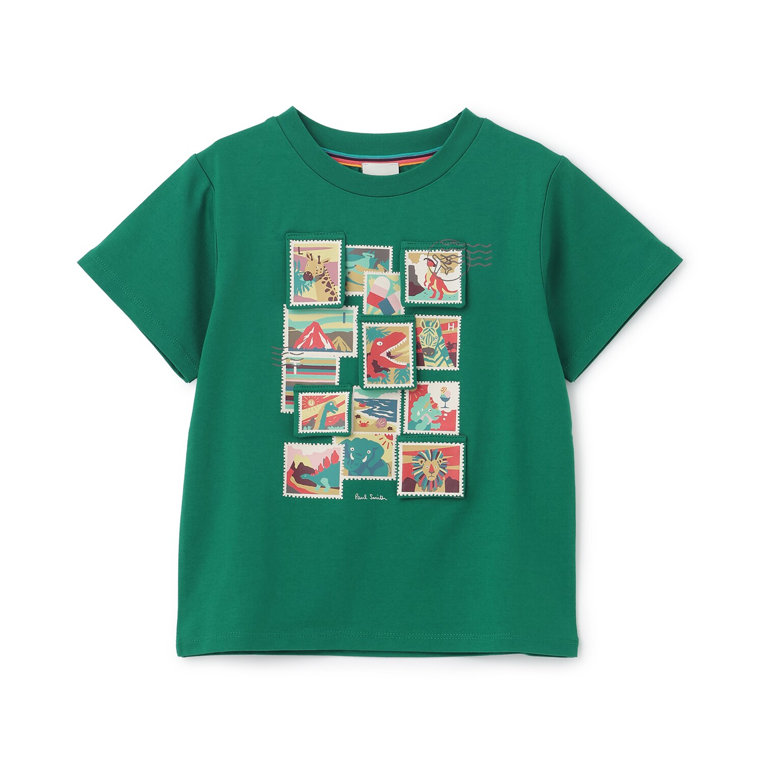 アニマル恐竜切手半袖Tシャツ