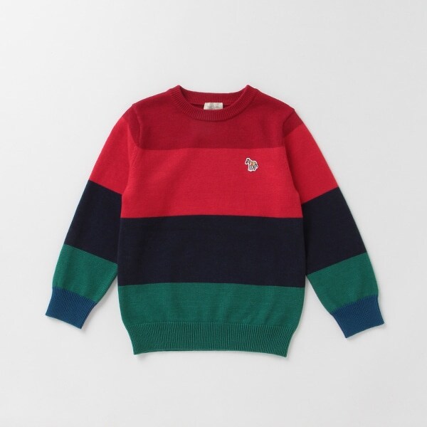 ゼブラワンポイント カラーブロッキング ニット