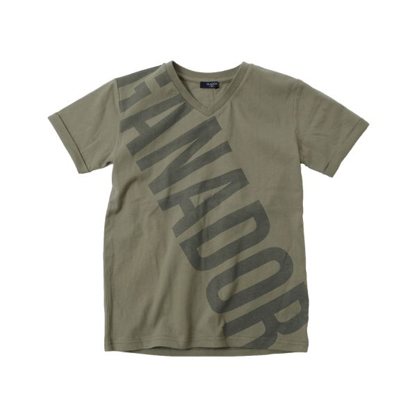 天竺・ビックロゴVネック半袖Tシャツ