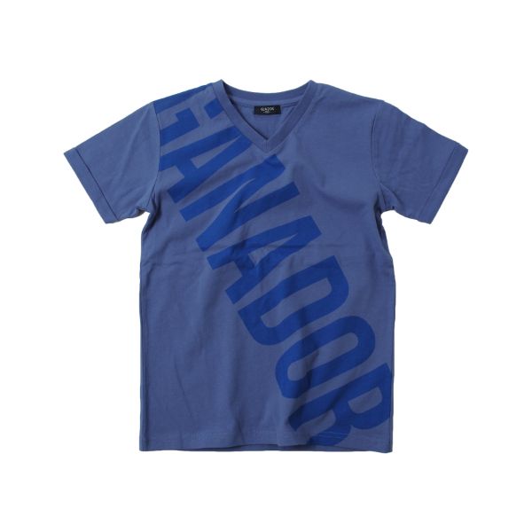 天竺・ビックロゴVネック半袖Tシャツ