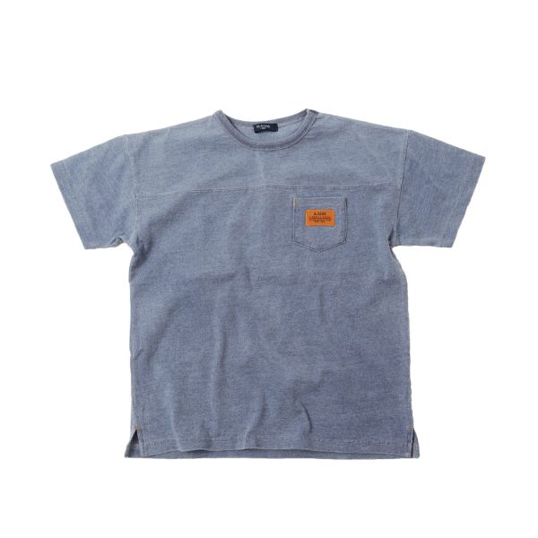 カットデニム・ドロップショルダーポケット半袖Tシャツ