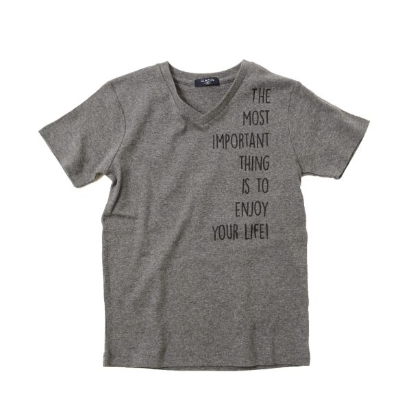 フライス・手書きロゴVネック半袖Tシャツ