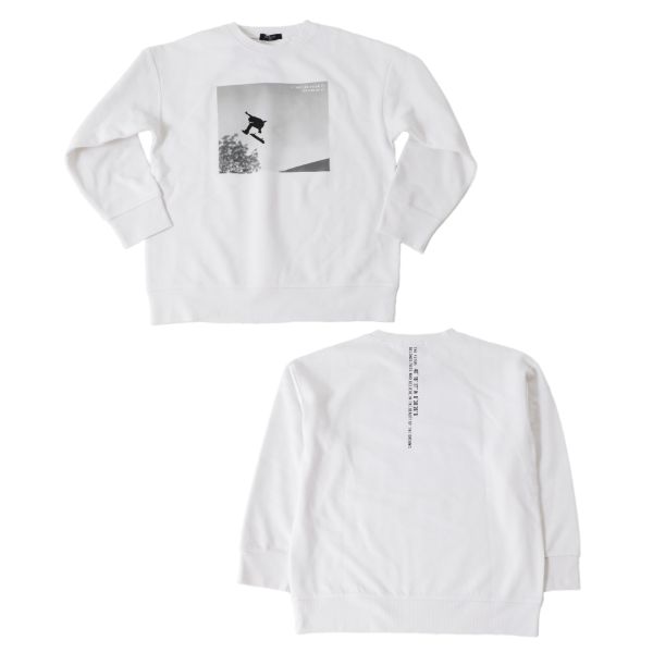 裏毛・抗菌防臭加工ドロップショルダーフォトプリントトレーナー