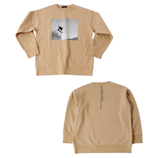 裏毛・抗菌防臭加工ドロップショルダーフォトプリントトレーナー