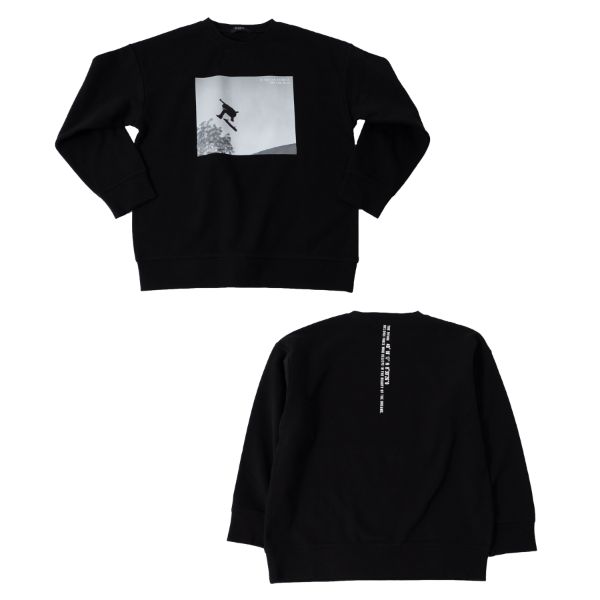 裏毛・抗菌防臭加工ドロップショルダーフォトプリントトレーナー