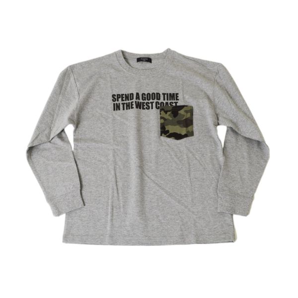 VORTEX天竺・ドロップショルダー異素材ポケットロゴ長袖Tシャツ