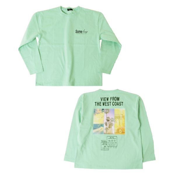 VORTEX天竺・ドロップショルダーバックフォトプリント長袖Tシャツ