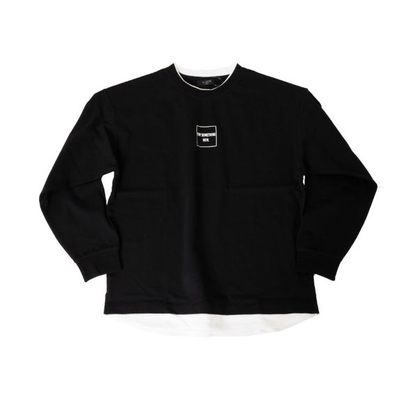 OE天竺・抗菌防臭加工ドロップショルダーフェイクレイヤード長袖Tシャツ