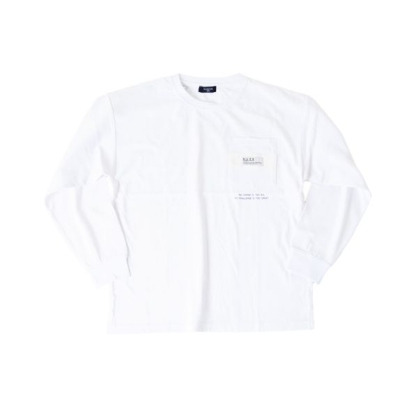 天竺・ドロップショルダー胸ポケット長袖Tシャツ