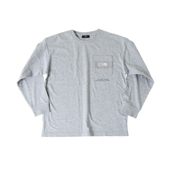 天竺・ドロップショルダー胸ポケット長袖Tシャツ