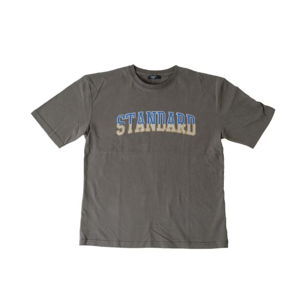 スエード天竺・ドロップショルダーロゴプリント5分袖Tシャツ