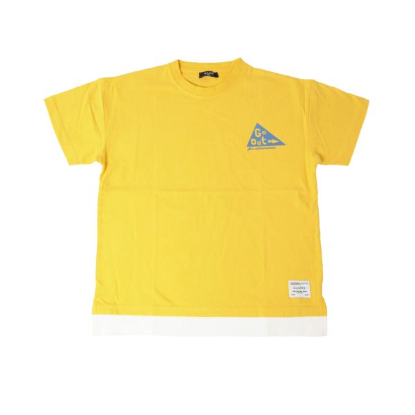 スエード天竺・ドロップショルダーアウトドアロゴプリントレイヤード半袖Tシャツ