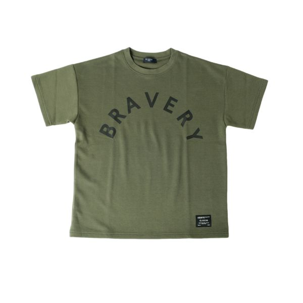 ダブルフェイス・ドロップショルダーアーチロゴプリント半袖Tシャツ