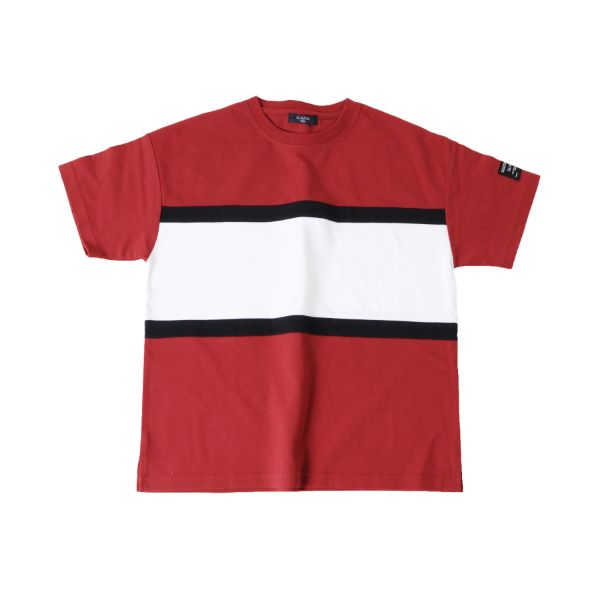 天竺・ドロップショルダー切替デザイン半袖Tシャツ