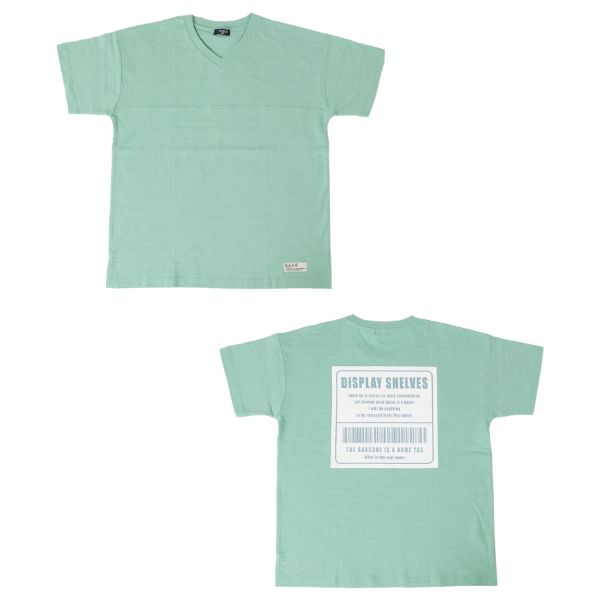 スラブ天竺・ドロップショルダーポスターロゴVネック半袖Tシャツ