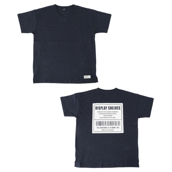 スラブ天竺・ドロップショルダーポスターロゴVネック半袖Tシャツ